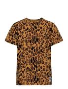 Basic Leopard Ss Tee Tops T-Kortærmet Skjorte Brown Mini Rodini