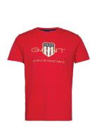 D2. Archive Shield Ss T-Shirt Tops T-Kortærmet Skjorte Red GANT