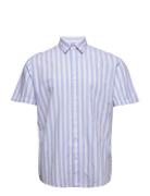 Slhregnew-Linen Shirt Ss Classic W Tops Shirts Short-sleeved Blue Selected Homme