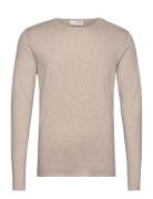 Slhrome Ls Knit Crew Neck Noos Tops Knitwear Round Necks Beige Selected Homme