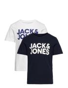 Jjecorp Logo Tee Ss Crew Ne 2Pk Noos Jnr Tops T-Kortærmet Skjorte Navy Jack & J S