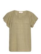 Crkenda Blouse Tops Blouses Short-sleeved Green Cream