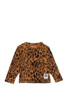 Basic Leopard Ls Tee Tencel™ Tops T-shirts Long-sleeved T-Skjorte Brown Mini Rodini