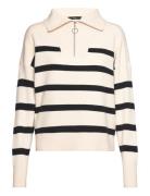 Vmsaba Stripe Ls Highneck Blouse Ga Tops Knitwear Turtleneck Beige Vero Moda