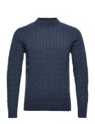 Slhryan Structure Crew Neck Tops Knitwear Round Necks Blue Selected Homme