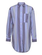 Charlene Poplin Stripe Shirt Tops Shirts Long-sleeved Blue Double A By Wood Wood
