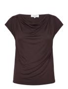 Linnen T-Shirt Tops T-shirts & Tops Short-sleeved Brown Rosemunde