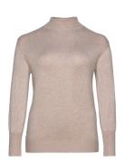 Carvenice Lifel/S Roll Pullover Knt Tops Knitwear Turtleneck Beige ONLY Carmakoma