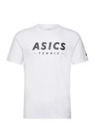 Men Court Tennis Graphic Tee Tops T-Kortærmet Skjorte White Asics