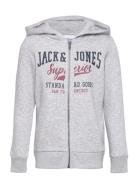 Jjelogo Sweat Zip H 2 Col22/23 Jnr Tops Sweatshirts & Hoodies Hoodies Grey Jack & J S