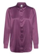 Onlvictoria Ls Loose Satin Shirt Nooswvn Tops Shirts Long-sleeved Purple ONLY