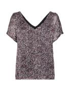 Patterned Chiffon Blouse Tops Blouses Short-sleeved Grey Esprit Collection