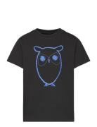 Regular Big Owl T-Shirt - Gots/Vega Tops T-Kortærmet Skjorte Black Knowledge Cotton Apparel