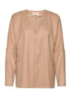 Off Duty V-Neck Sweater Tops Blouses Long-sleeved Brown A Part Of The Art