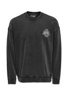 Onsacdc Rlx Crew Neck Sweat Tops Sweatshirts & Hoodies Sweatshirts Black ONLY & SONS
