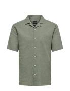 Onscaiden Ss Solid Resort Linen Noos Tops Shirts Short-sleeved Green ONLY & SONS