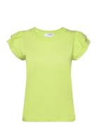 Slfcamila Ss Ruffle Tee Tops T-shirts & Tops Short-sleeved Green Selected Femme