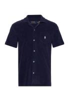 Rec Lw Cotton Terry-Ssl-Sps Tops Shirts Short-sleeved Navy Polo Ralph Lauren