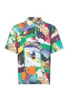 Classic Fit Printed Poplin Camp Shirt Tops Shirts Short-sleeved Green Polo Ralph Lauren
