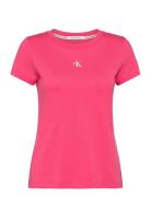 Micro Monologo Slim Fit Tee Tops T-shirts & Tops Short-sleeved Pink Calvin Klein Jeans