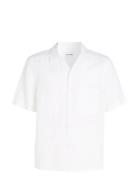 Linen Cotton Cuban S/S Shirt Tops Shirts Short-sleeved White Calvin Klein