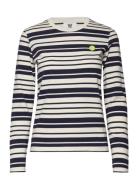 Moa Stripe Long Sleeve Tops T-shirts & Tops Long-sleeved Navy Double A By Wood Wood