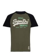 Vintage Vl Heritage Rgln Tee Tops T-Kortærmet Skjorte Khaki Green Superdry