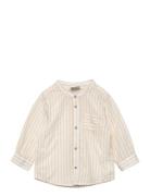 Shirt Woven Cotton Tops Shirts Long-sleeved Shirts Beige Lindex