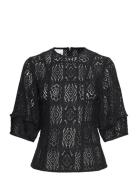Cordelia - Cotton Crochet Lace Tops Blouses Short-sleeved Black Day Birger Et Mikkelsen