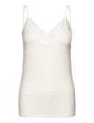 Slfmandy Rib Lace Singlet Noos Tops T-shirts & Tops Sleeveless White Selected Femme