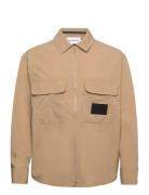 Premium Essentials Zip Overshirt Tops Overshirts Beige Calvin Klein Jeans