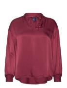 D1. Stand Collar Pop Over Blouse Tops Blouses Long-sleeved Burgundy GANT