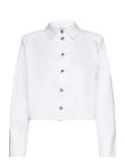 Ibi Shoulder Pad Shirt Tops Shirts Long-sleeved White Notes Du Nord