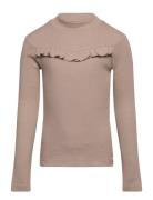 T-Shirt Rib Ls Rosetta Tops T-shirts Long-sleeved T-Skjorte Beige Wheat