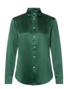 Classic Fit Silk Shirt Tops Shirts Long-sleeved Green Polo Ralph Lauren