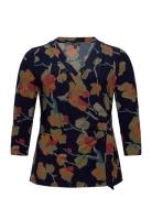 Floral Stretch Jersey Top Tops T-shirts & Tops Long-sleeved Multi/patterned Lauren Women