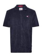 Tjm Rlx Ss Towelling Camp Shirt Tops Shirts Short-sleeved Navy Tommy Jeans