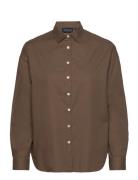 Edith Light Oxford Shirt Tops Shirts Long-sleeved Brown Lexington Clothing