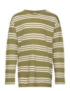 Top Ls Essential Stripe Tops T-shirts Long-sleeved T-Skjorte Green Lindex