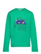 Longsleeve With Monster Print Tops T-shirts Long-sleeved T-Skjorte Green Tom Tailor