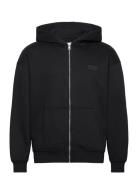 Relaxed Printed Hoodie Jacket Tops Sweatshirts & Hoodies Hoodies Black Tom Tailor