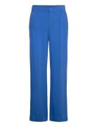 Relaxed Viscose Trousers Bottoms Trousers Straight Leg Blue Gina Tricot