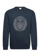 Loose Fit Sweat With Owl Print - Go Tops Sweatshirts & Hoodies Sweatshirts Blue Knowledge Cotton Apparel