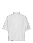 Lowana Cotton Blouse Tops Blouses Short-sleeved White MOS MOSH