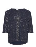 Carfoila 3/4 O-Neck Top Jrs Bf Tops Blouses Long-sleeved Navy ONLY Carmakoma