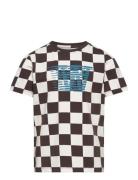 Ola Kids Checkered T-Shirt Tops T-Kortærmet Skjorte Multi/patterned Wood Wood