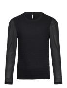 Kogalexa L/S Mesh Top Jrs Tops T-shirts Long-sleeved T-Skjorte Black Kids Only