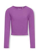 Kogroma L/S Short Cut Out Top Box Jrs Tops T-shirts Long-sleeved T-Skjorte Purple Kids Only