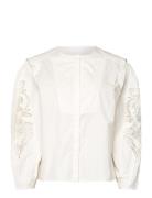 2Nd Odette Tt - Cotton Delight Emb. Tops Blouses Long-sleeved White 2NDDAY