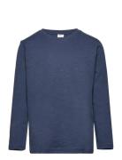 Top L S Basic Slub Solid Tops T-shirts Long-sleeved T-Skjorte Blue Lindex